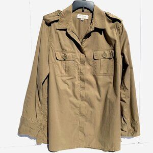 Women’s Max Studio London Full Zip Up Shirt, Khaki XL